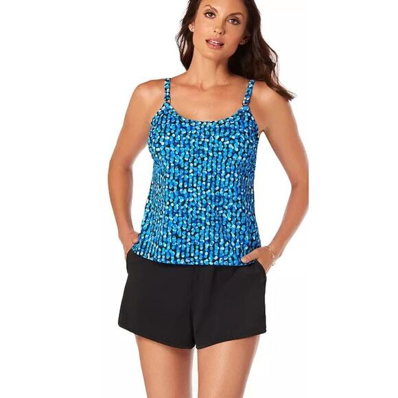 Trimshaper Swimsuit One Piece Size 16W Pink & Black Ruched Padded Bra No Tags - Picture 1 of 11